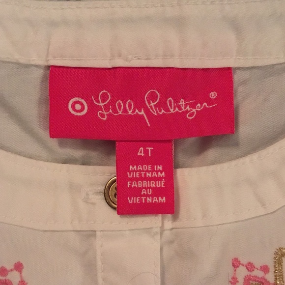 Lilly Pulitzer tunic top cap sleeves embroidered - Picture 2 of 6